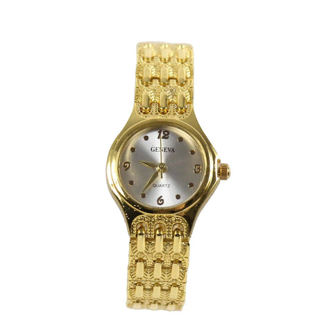 Geneva Quartz Sz 7.25in Goldtone Stainless Steel Bracelet Wristwatch