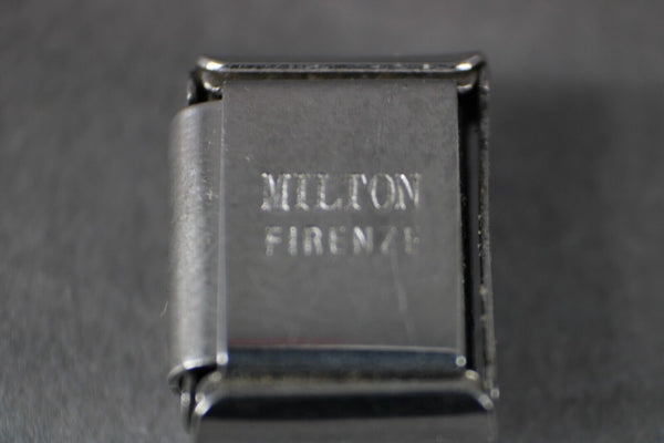 Milton Firenze "E" Gold CZ  Stainless  Elastic Stretch Chain Link Italian Charm