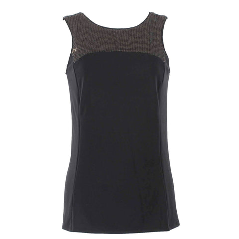 Narciso Rodriguez Sz XS Black Gold Sequin Tank Polyester Spandex Top
