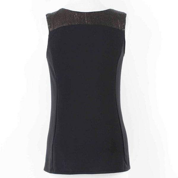 Narciso Rodriguez Sz XS Black Gold Sequin Tank Polyester Spandex Top