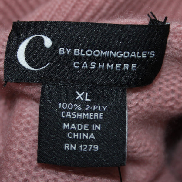 Bloomingdales Sweater NEW $198 Sz XL Pink Turtleneck Knit 100% 2 Ply Cashmere