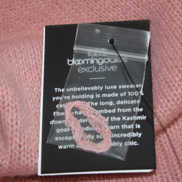 Bloomingdales Sweater NEW $198 Sz XL Pink Turtleneck Knit 100% 2 Ply Cashmere