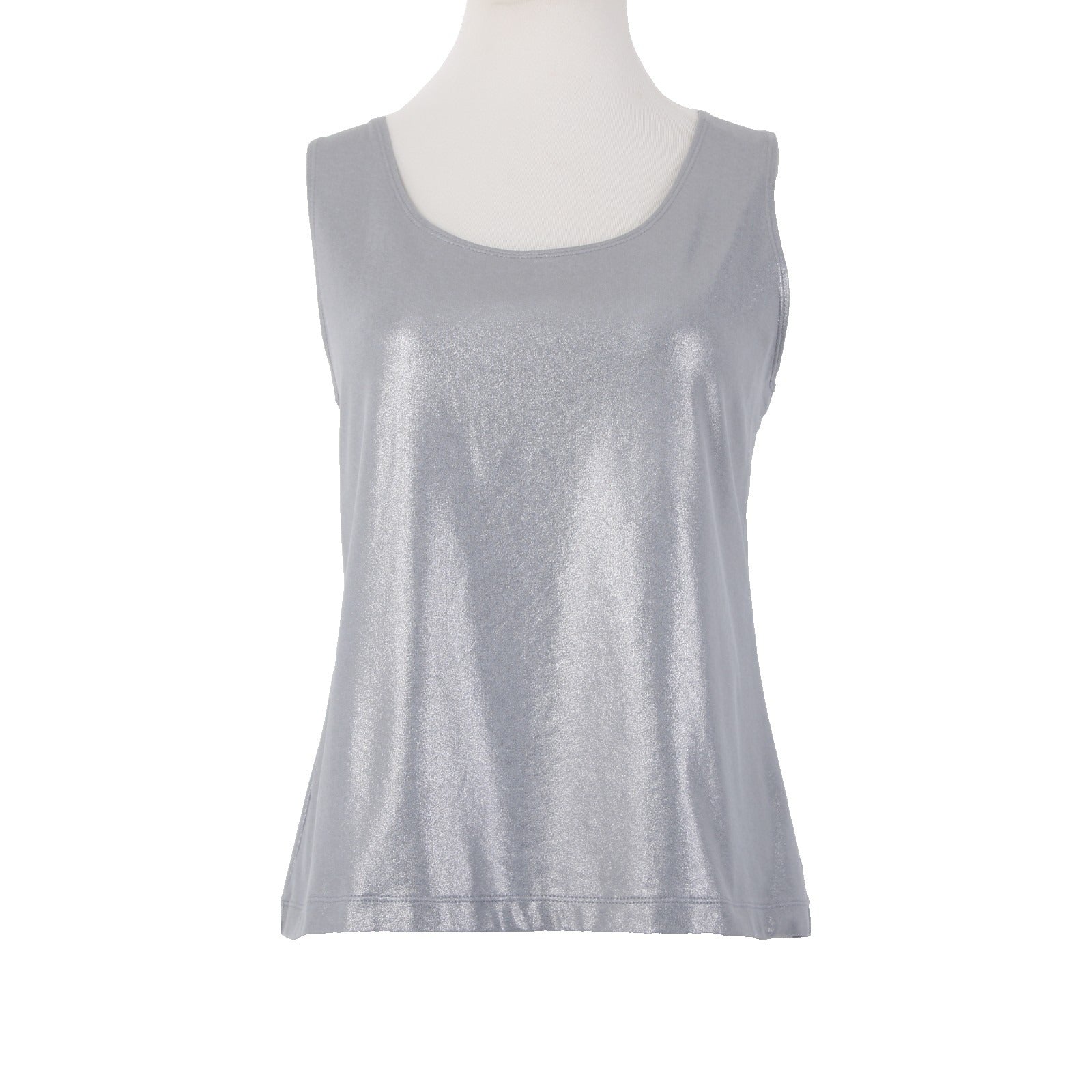 Chicos Top Sz M? Silver Metallic Sleeveless Pull Over Tank Top