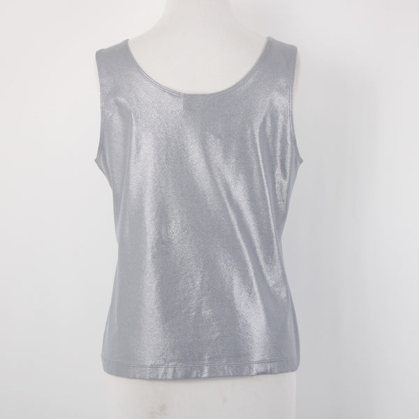 Chicos Top Sz M? Silver Metallic Sleeveless Pull Over Tank Top