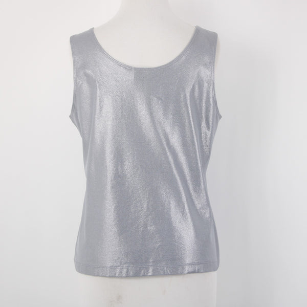 Chicos Top Sz M? Silver Metallic Sleeveless Pull Over Tank Top
