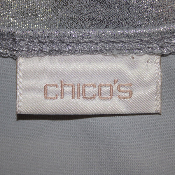 Chicos Top Sz M? Silver Metallic Sleeveless Pull Over Tank Top