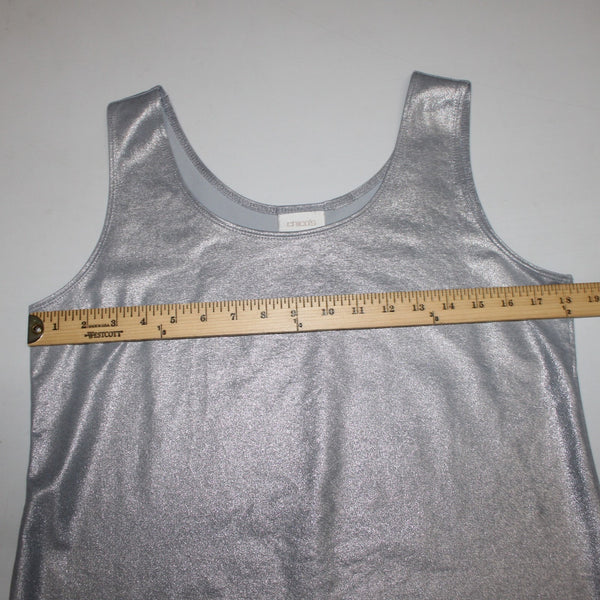 Chicos Top Sz M? Silver Metallic Sleeveless Pull Over Tank Top