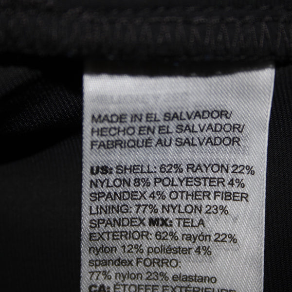 Chicos NEW Sz 0 x 27 Navy Blue Silver Metallic Black Slim Leg Rayon Nylon Pant