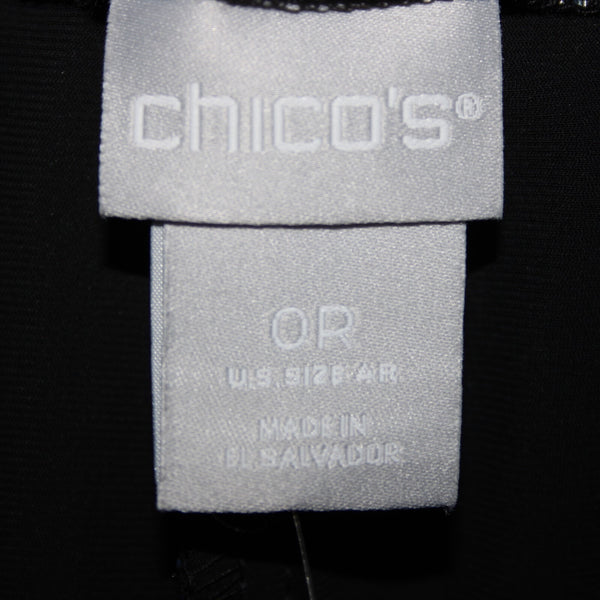 Chicos NEW Sz 0 x 27 Navy Blue Silver Metallic Black Slim Leg Rayon Nylon Pant