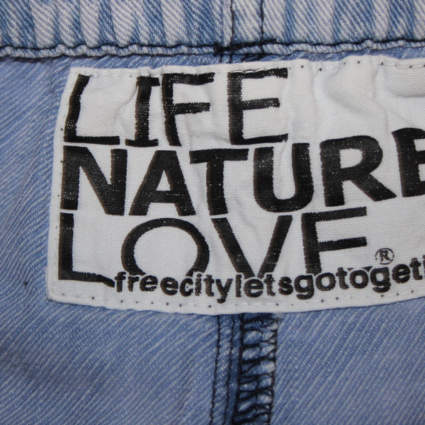 Life Nature Love Jeans Sz XS x 24 Lt Blue Gold Stripe 100% Cotton Jeans