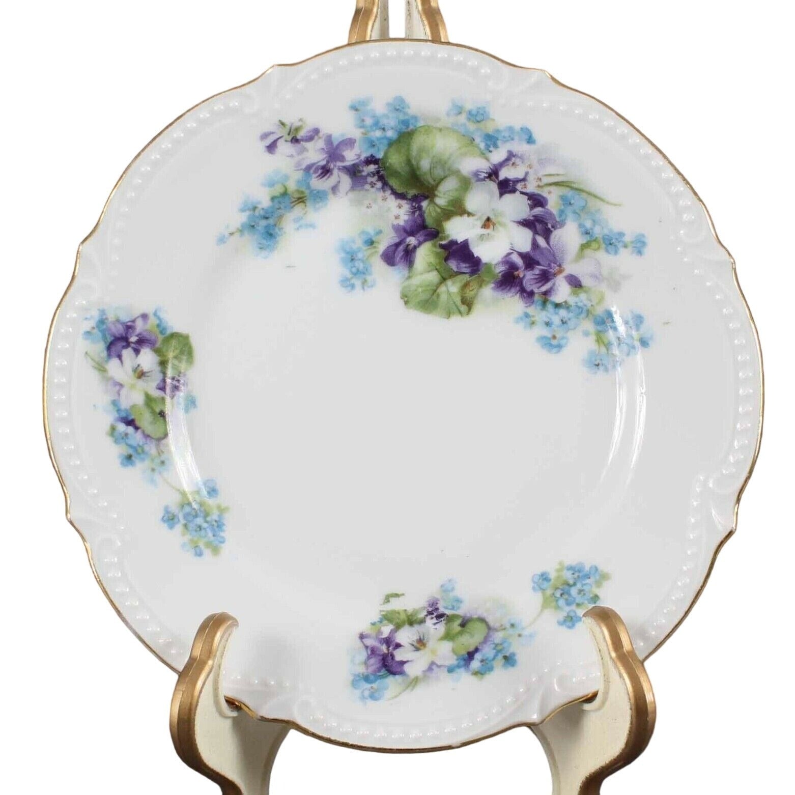 Koenigzelt Silesia Germany White Multi Floral 6" Dessert 10" Plate Set of 4