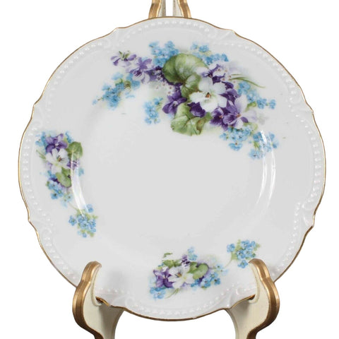Koenigzelt Silesia Germany White Multi Floral 6" Dessert 10" Plate Set of 4