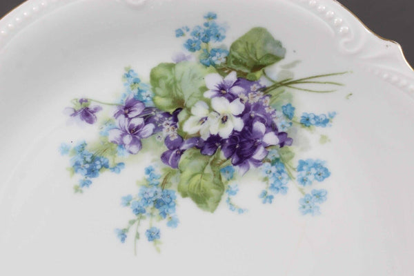Koenigzelt Silesia Germany White Multi Floral 6" Dessert 10" Plate Set of 4