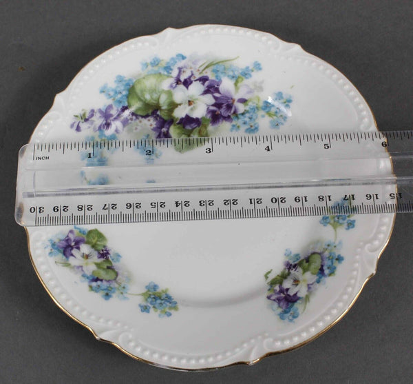 Koenigzelt Silesia Germany White Multi Floral 6" Dessert 10" Plate Set of 4