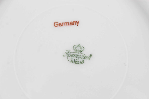 Koenigzelt Silesia Germany White Multi Floral 6" Dessert 10" Plate Set of 4