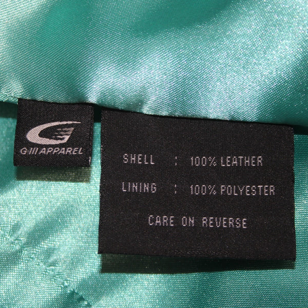 Black Rivet Jacket Sz L Aqua Blue Collared Pockets Full Zip 100% Leather Lined