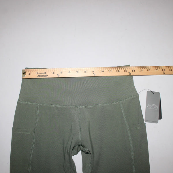 NYL AW Crop Pant NEW Sz M x 27 Green Pull On Pockets Polyester Spandex AW Capri