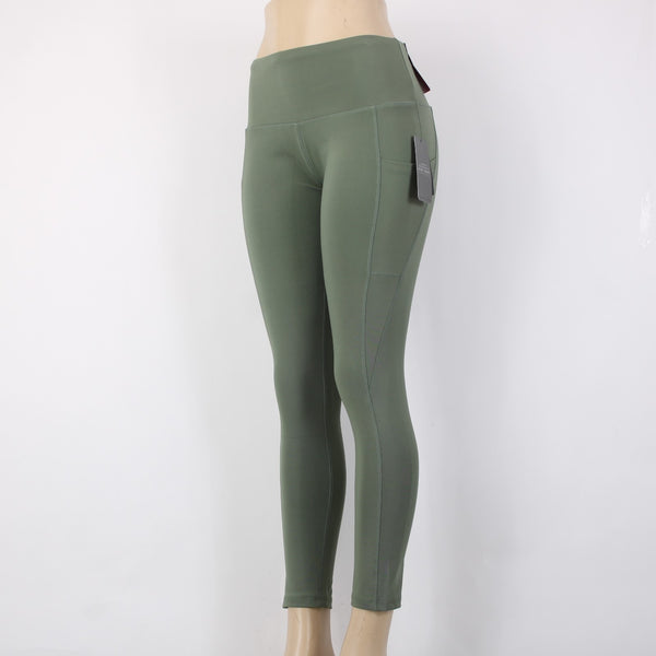 NYL AW Crop Pant NEW Sz M x 27 Green Pull On Pockets Polyester Spandex AW Capri