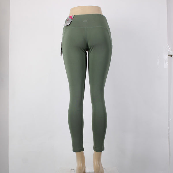 NYL AW Crop Pant NEW Sz M x 27 Green Pull On Pockets Polyester Spandex AW Capri