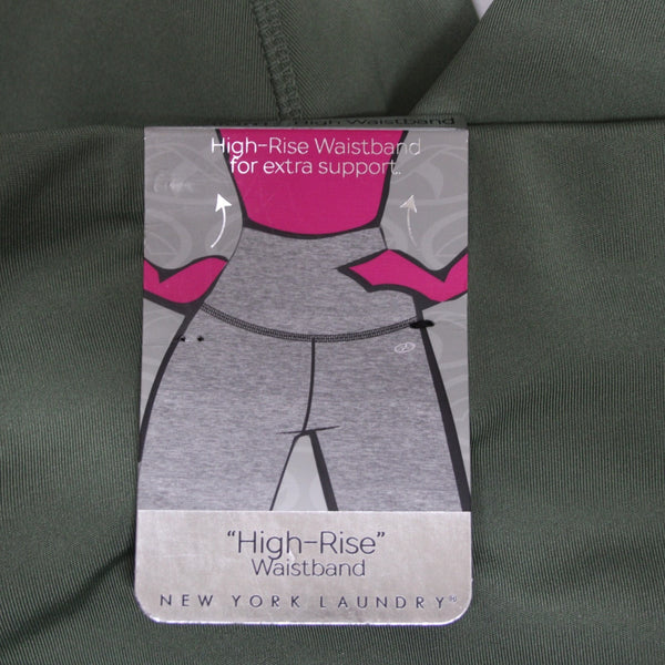 NYL AW Crop Pant NEW Sz M x 27 Green Pull On Pockets Polyester Spandex AW Capri