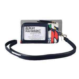 Kate Spade 5 x 3 Navy Blue Multicolor 100% Polyester Polyvinyl Wristlet Wallet