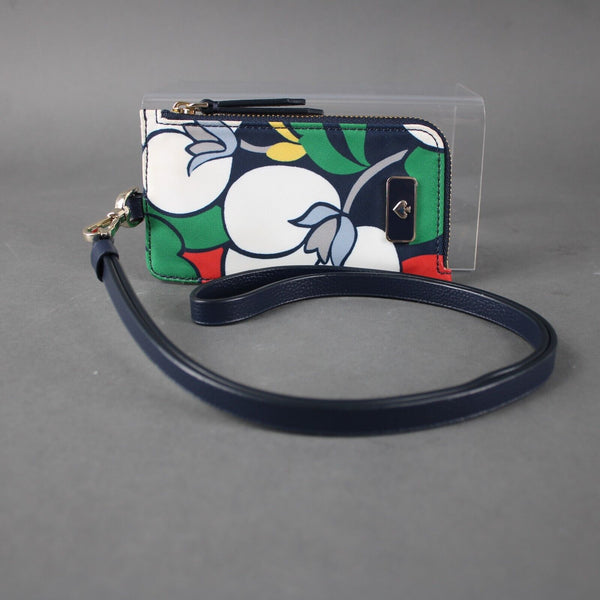 Kate Spade 5 x 3 Navy Blue Multicolor 100% Polyester Polyvinyl Wristlet Wallet