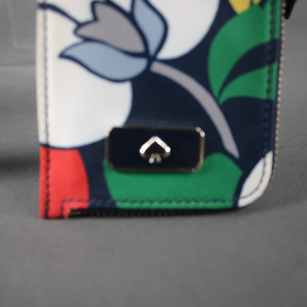 Kate Spade 5 x 3 Navy Blue Multicolor 100% Polyester Polyvinyl Wristlet Wallet
