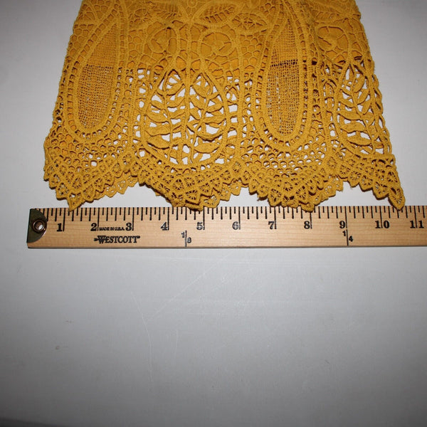 Chicos NEW $109 Sz 0 Bright Ochre Yellow Embroid Lace Cut Out 100% Cotton Top
