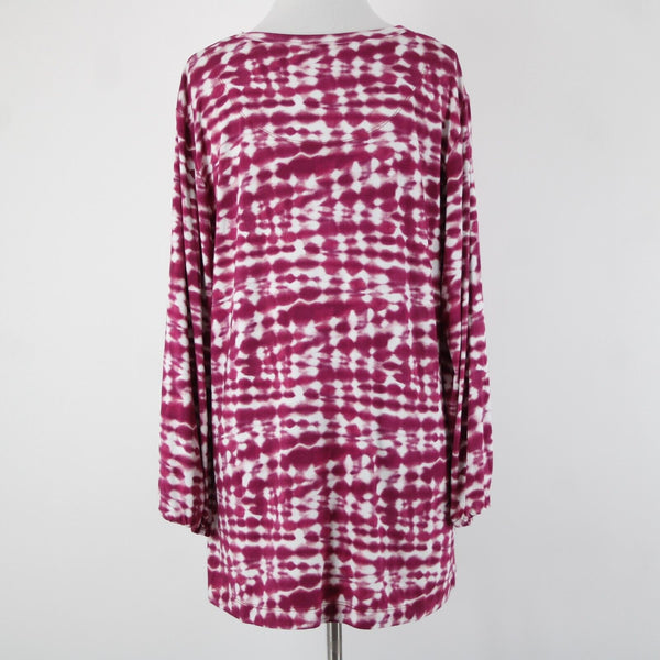 Johnny Was NEW $168 The Janie Sz L Purple Pink White Tunic Bamboo Spandex Top