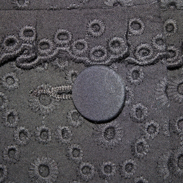 Cabi Sz 6 Black Embroid Eyelet Cutwork Trim Button Collared 100% Cotton Blazer