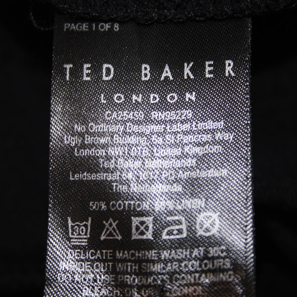 Ted Baker Top Sz 1 Black Flutter Sleeve Cotton Linen Top