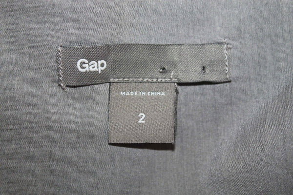 Gap Sz 2 Gray Ivory Taupe Stripe Fit n Flare Lined Cotton Silk Poly Skirt