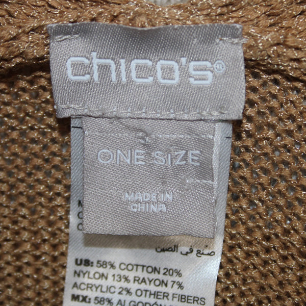 Chicos Wrap Sz One Size Brown Black Multi Color Striped Cotton Nylon Wrap