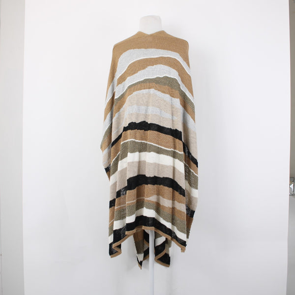 Chicos Wrap Sz One Size Brown Black Multi Color Striped Cotton Nylon Wrap