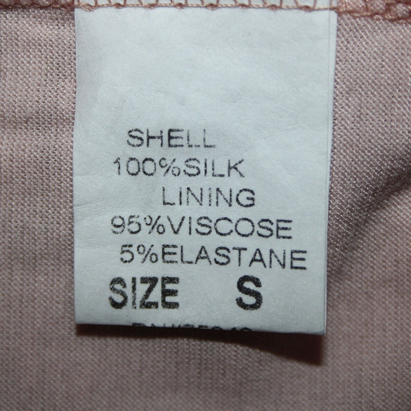 Angela Moda NEW Sz S Blush Pink Multi Color Floral Ruffle Lined Silk Viscose Top
