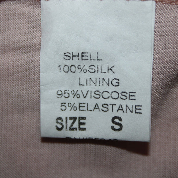 Angela Moda NEW Sz S Blush Pink Multi Color Floral Ruffle Lined Silk Viscose Top