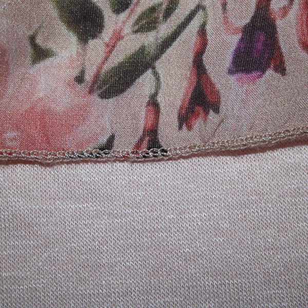 Angela Moda NEW Sz S Blush Pink Multi Color Floral Ruffle Lined Silk Viscose Top