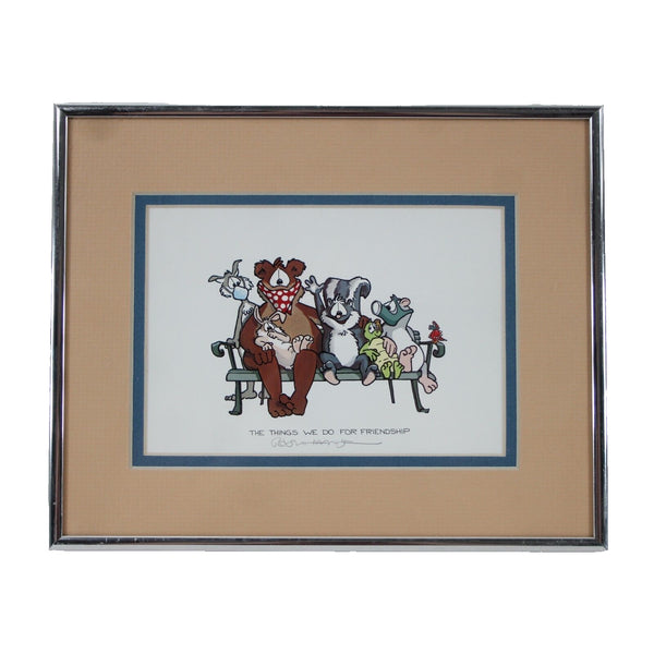 Robert Marble 10 x 8 Silver Peach Multi Animals "Things We Do For " Signed Pictu