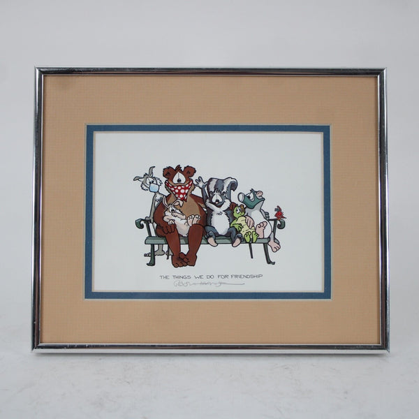 Robert Marble 10 x 8 Silver Peach Multi Animals "Things We Do For " Signed Pictu