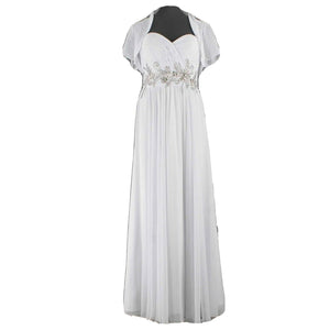 Modern Maids NEW $373 Sz 10 White Multi Rhinestone 2503WM Poly Bolero Maxi Dress