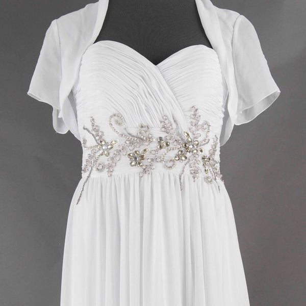 Modern Maids NEW $373 Sz 10 White Multi Rhinestone 2503WM Poly Bolero Maxi Dress