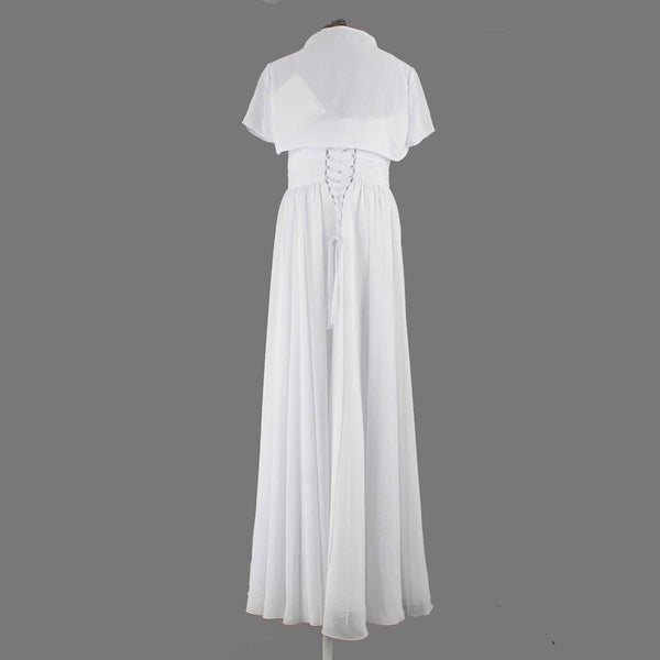 Modern Maids NEW $373 Sz 10 White Multi Rhinestone 2503WM Poly Bolero Maxi Dress