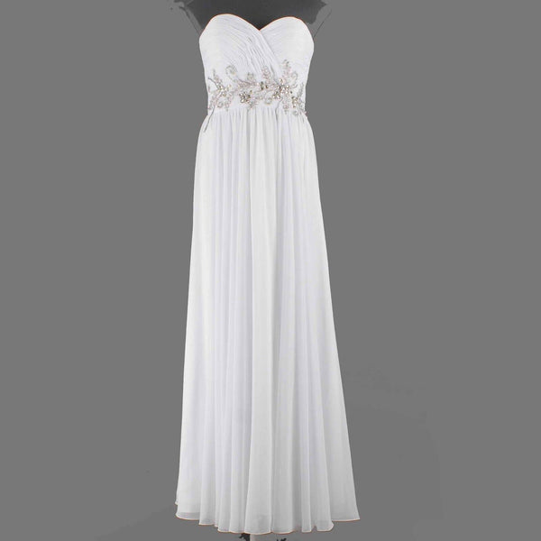 Modern Maids NEW $373 Sz 10 White Multi Rhinestone 2503WM Poly Bolero Maxi Dress
