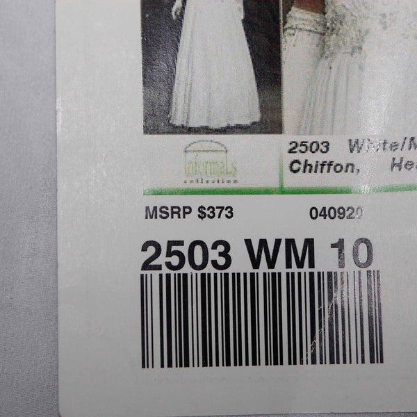 Modern Maids NEW $373 Sz 10 White Multi Rhinestone 2503WM Poly Bolero Maxi Dress