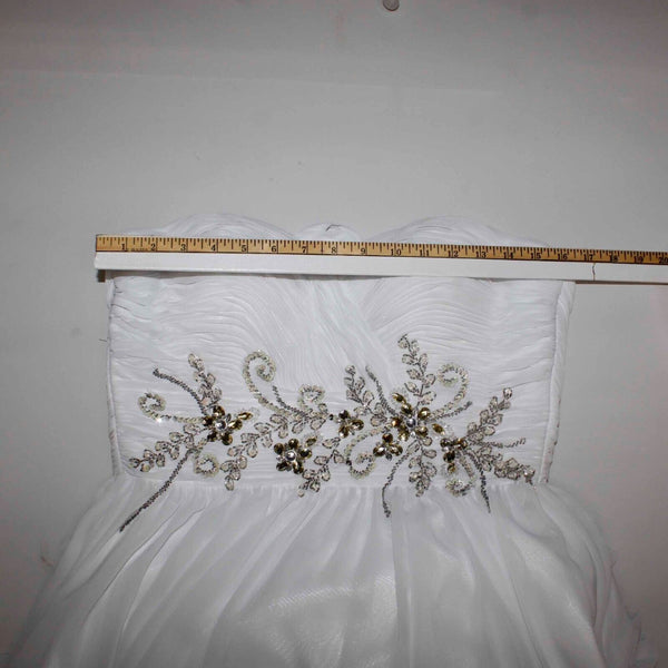 Modern Maids NEW $373 Sz 10 White Multi Rhinestone 2503WM Poly Bolero Maxi Dress
