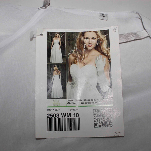 Modern Maids NEW $373 Sz 10 White Multi Rhinestone 2503WM Poly Bolero Maxi Dress