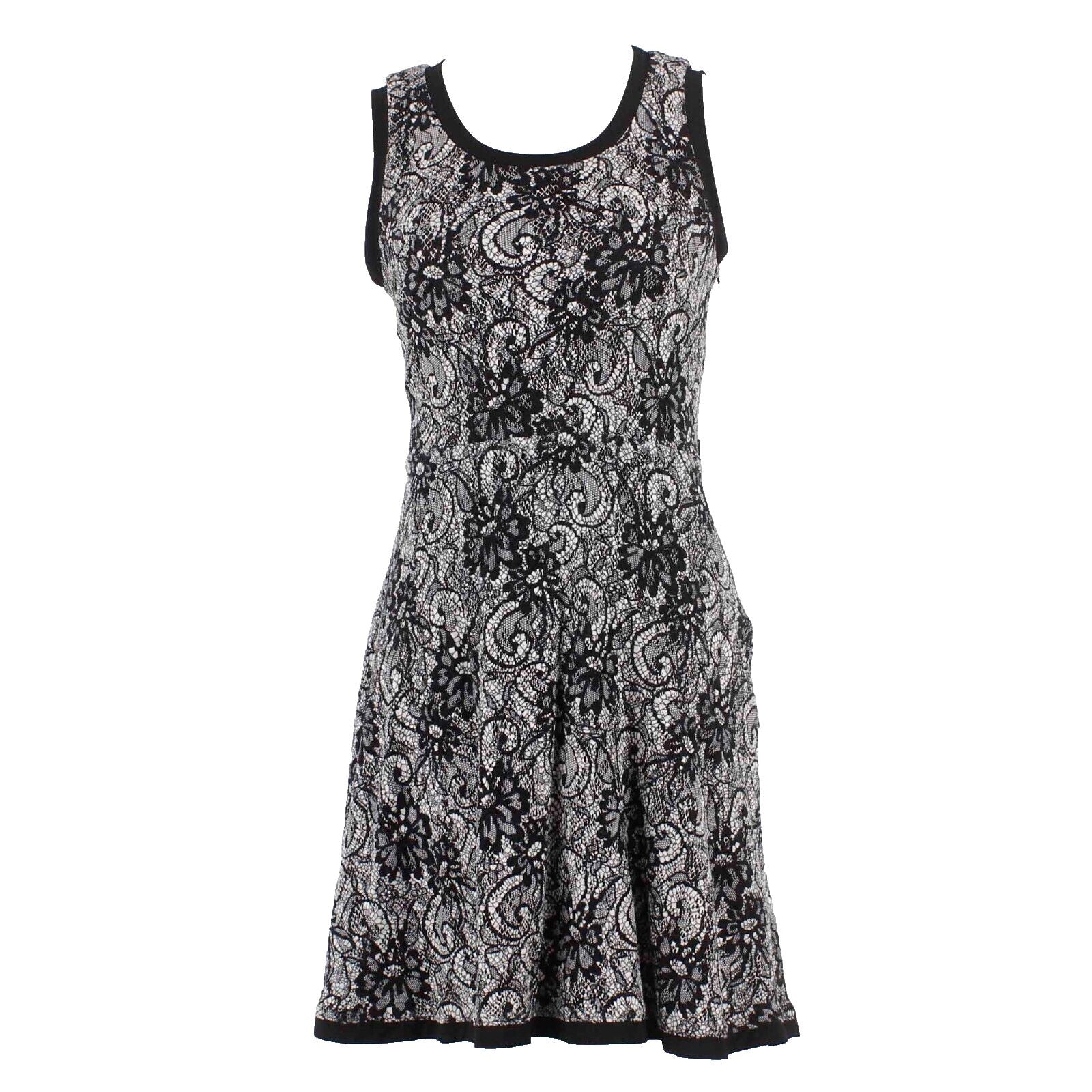 Ann Taylor Loft Sz 4P Black White Lace Nylon Polyester Fit N Flare Dress
