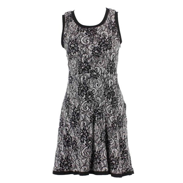 Ann Taylor Loft Sz 4P Black White Lace Nylon Polyester Fit N Flare Dress