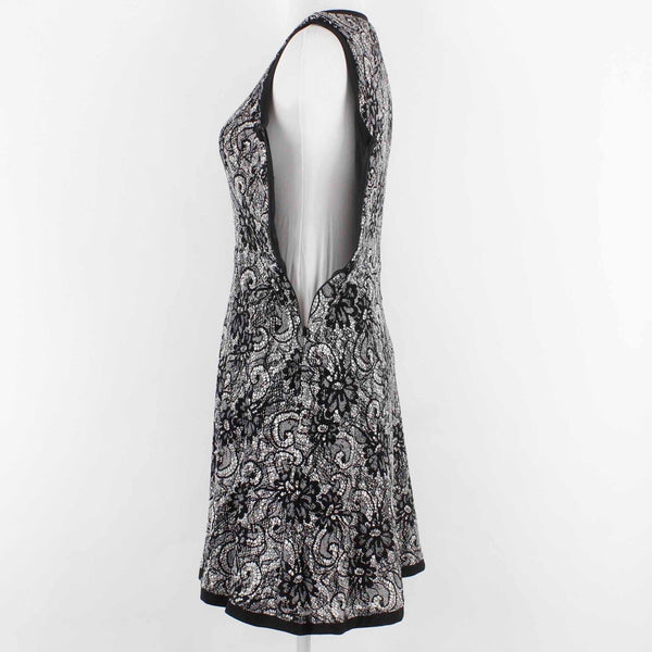 Ann Taylor Loft Sz 4P Black White Lace Nylon Polyester Fit N Flare Dress