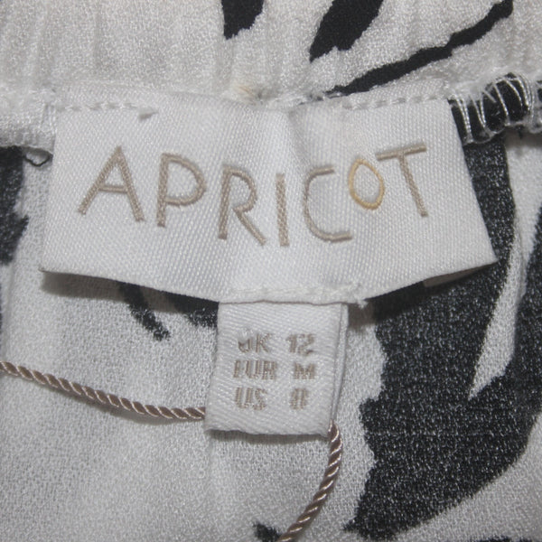 Apricot Dress NEW $95 Sz M White Black Brush Stroke Floral Tiered 100% Viscose